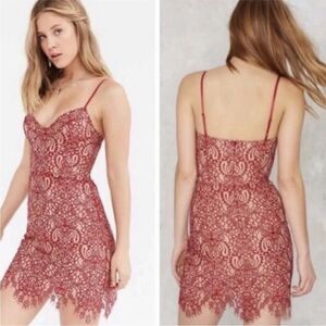 For Love And Lemons Vika Mini Dress Size M Lace Red rods on top